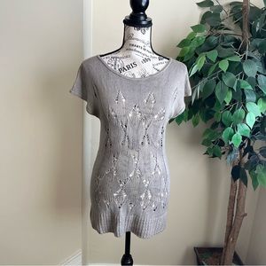 Aqua Blues Y2K Bat Sleeve Cutout Knit Sweater Tan Sz L